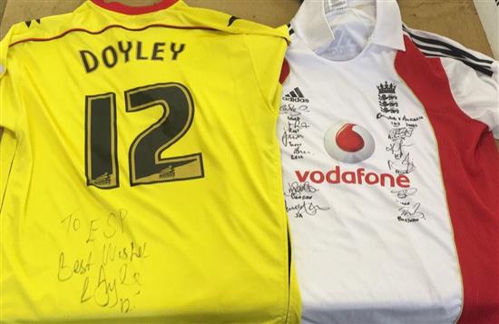 Cricket - England v Australia Lords 2013 signed shirt and a Watford FC signed shirt